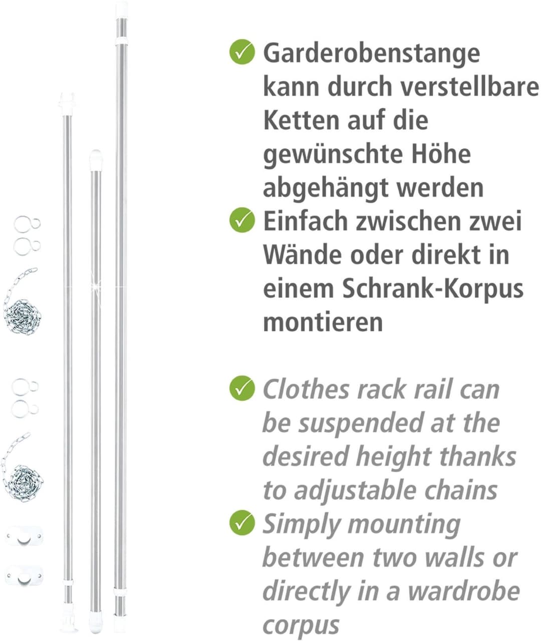 Wenko Teleskopregal Garderobe | Silber