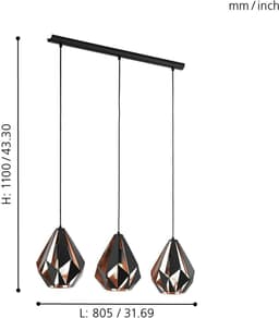 EGLO CARLTON 1 Pendelleuchte | Schwarz