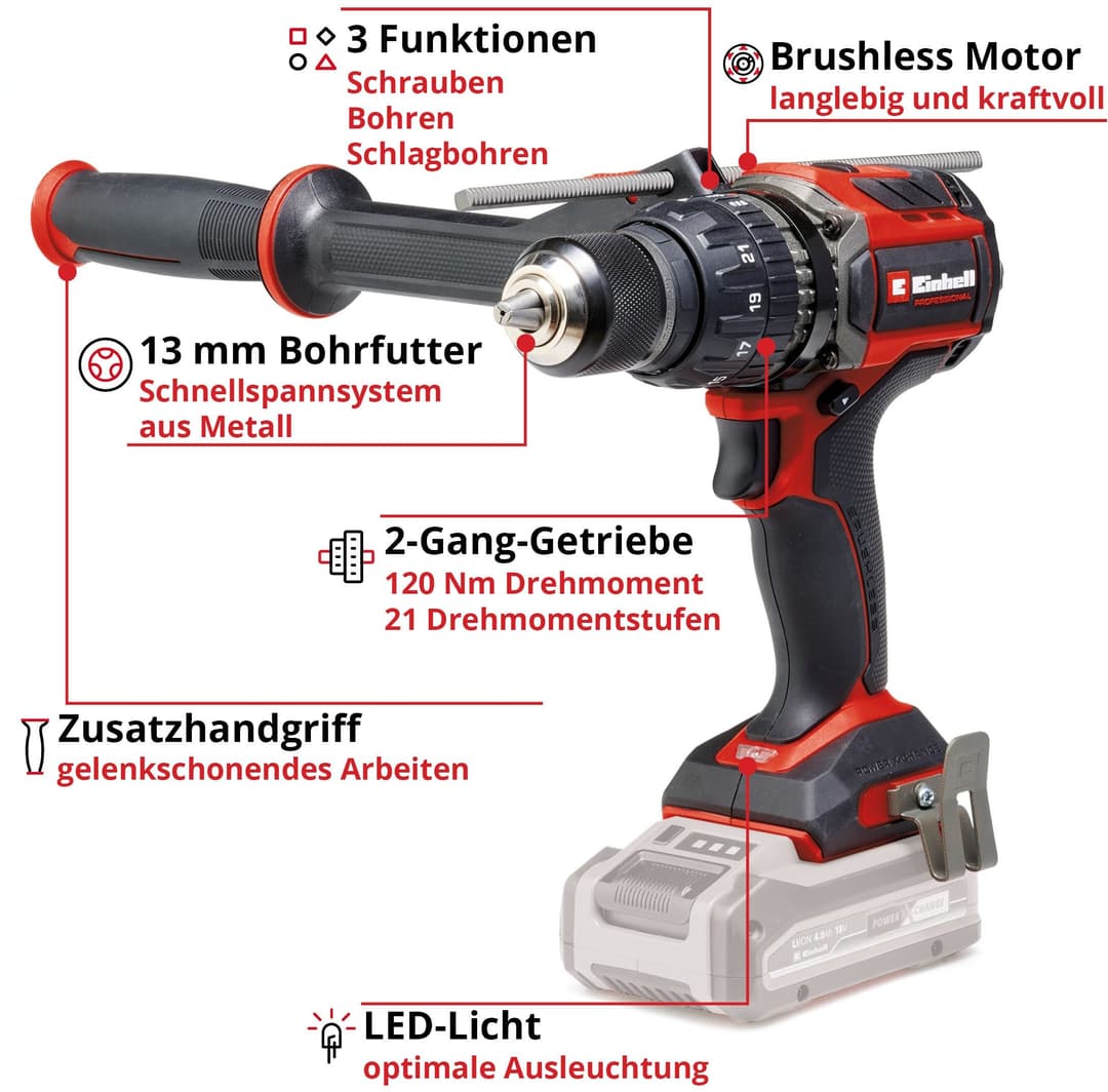 Einhell Akku-Schlagbohrschrauber TP-CD 18/120 Li-i BL - Solo