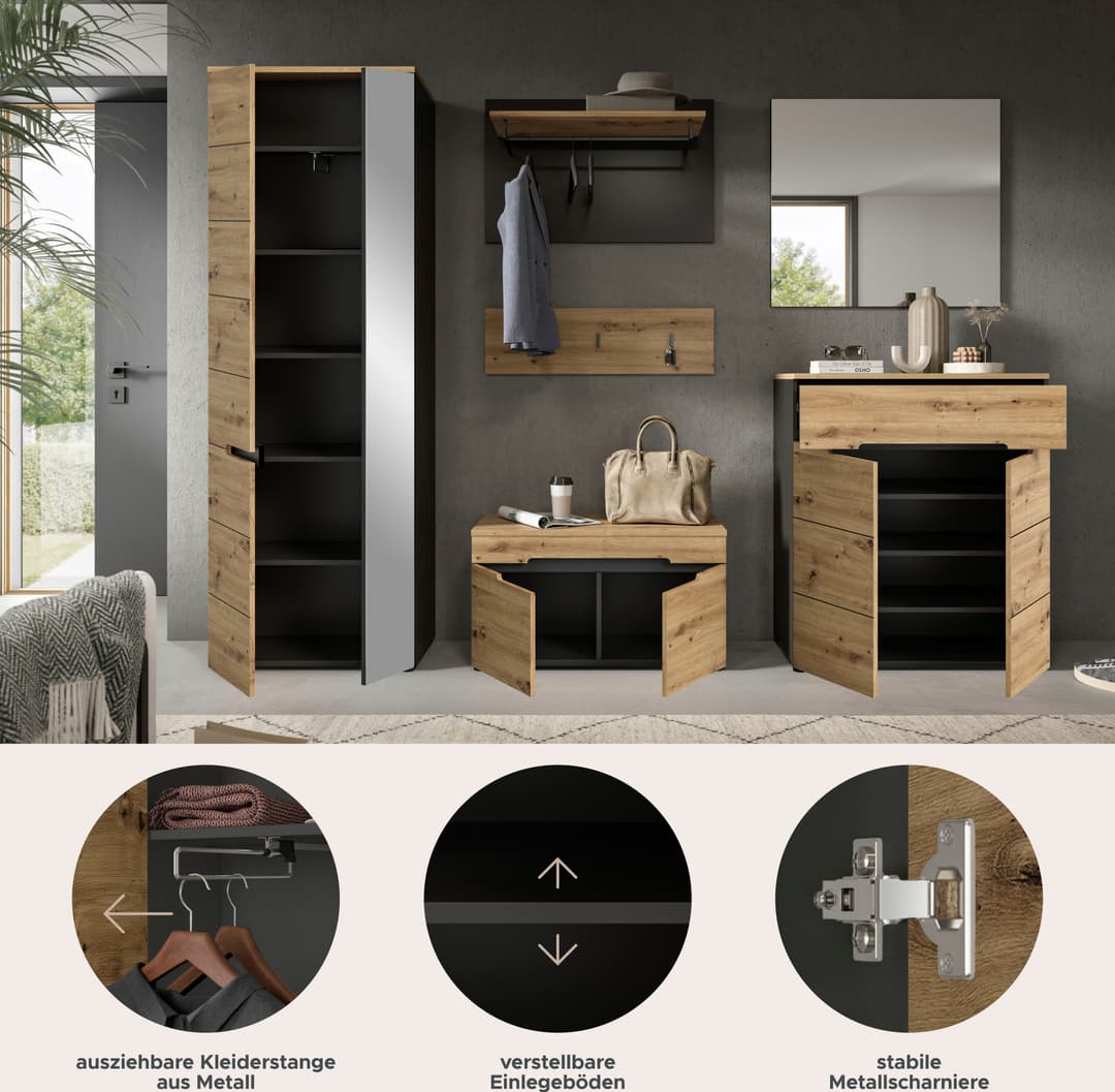 Home affaire Garderoben-Set Rehat | Braun