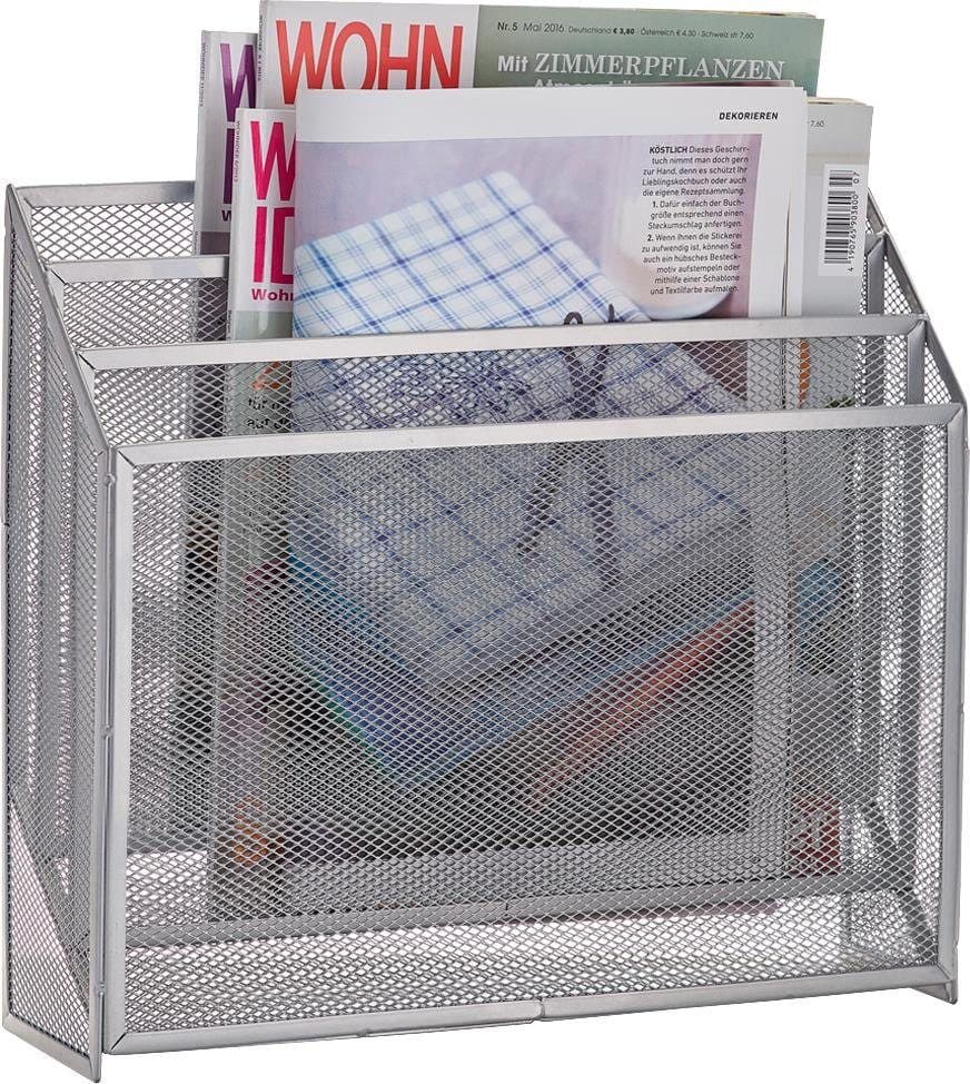 Zeller Present Zeitungsständer Mesh | Silber