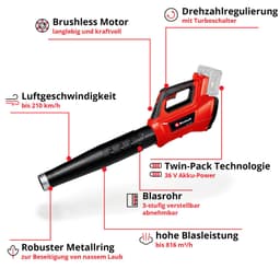 Einhell Akku-Laubbläser GP-LB 36/210 Li E-Solo | Rot