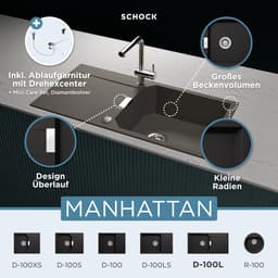 Schock Granitspüle Manhattan D-100L | Schwarz