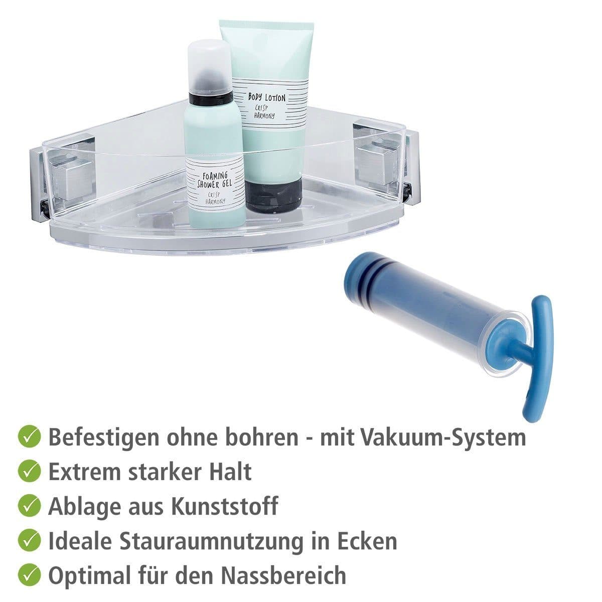 Wenko Eckregal Vacuum-Loc Quadro, 1 Etage | Silber