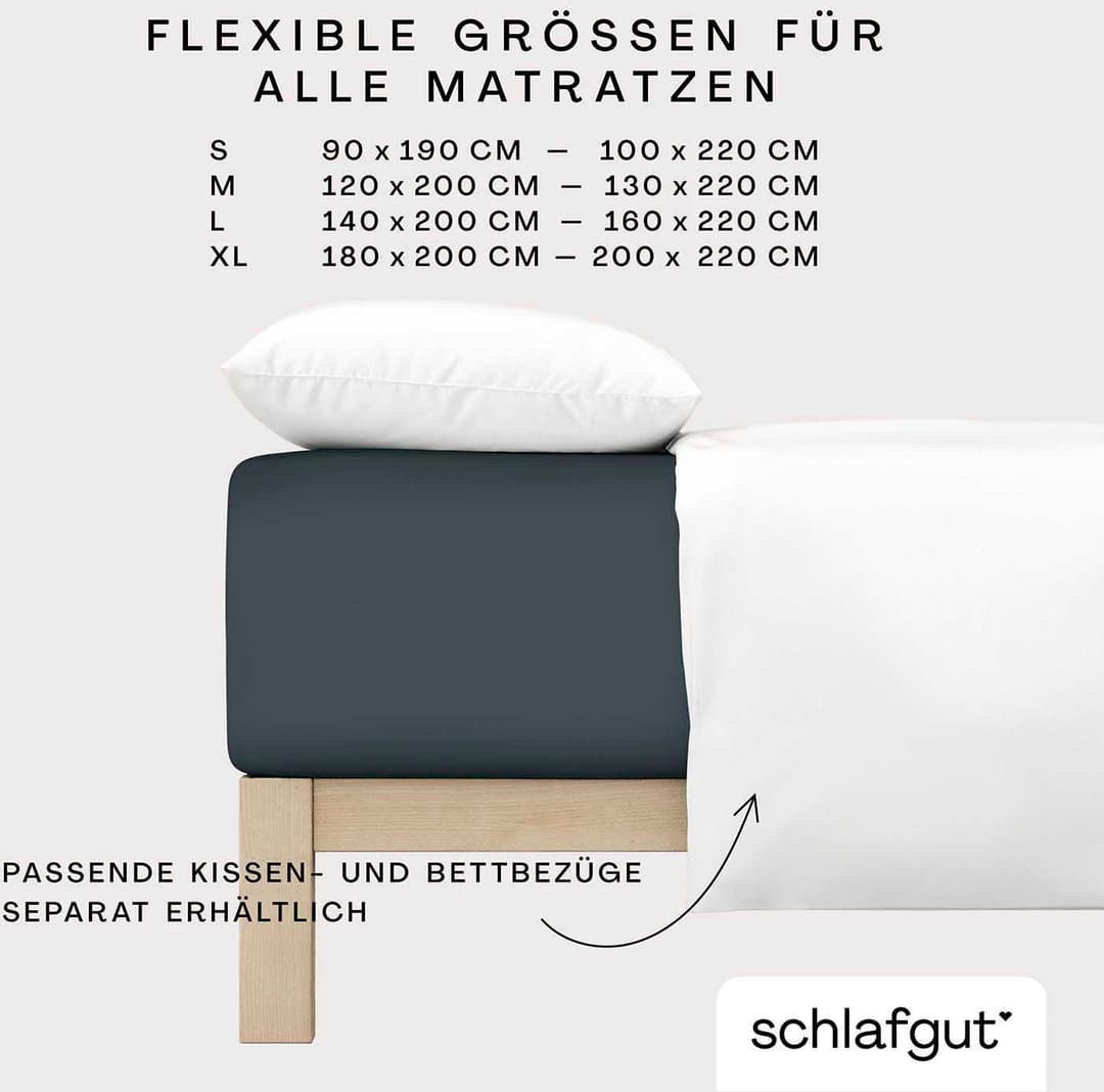 Schlafgut Spannbettlaken PURE BOXSPRING | Grau