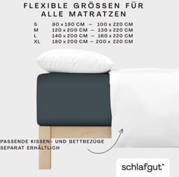 Schlafgut Spannbettlaken PURE BOXSPRING | Grau