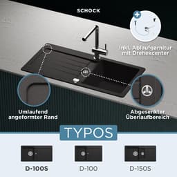 Schock Granitspüle Typos D-100 S | Schwarz