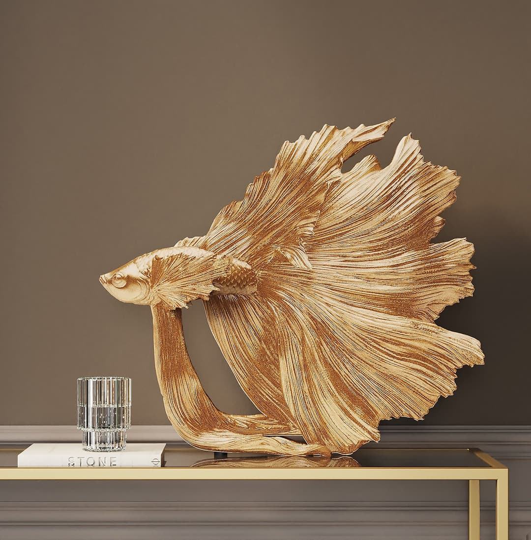 Kare Design Dekofigur Betta Fish Gold Klein | Gold