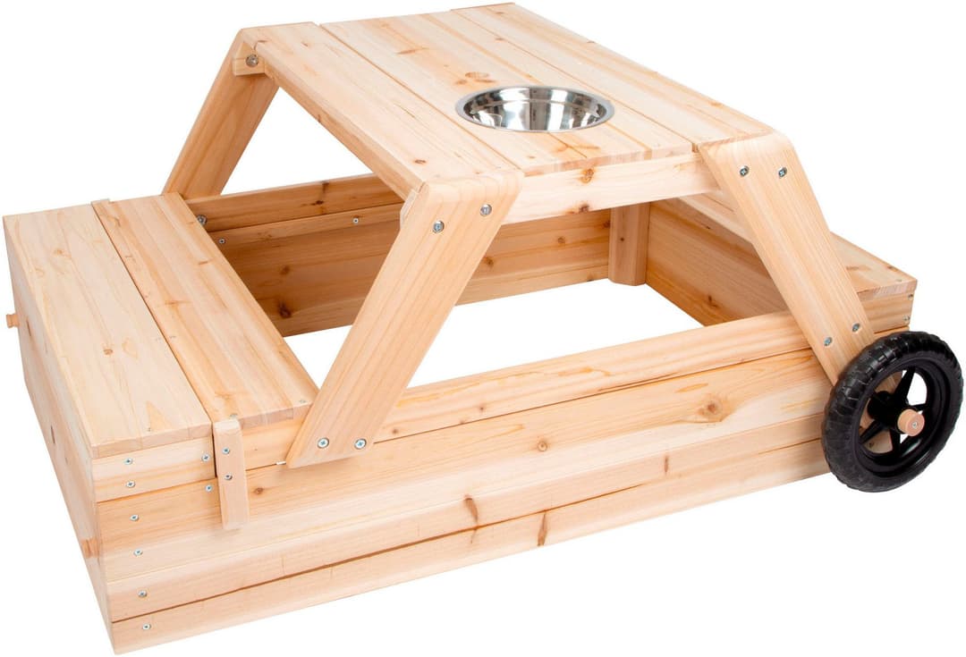 Small Foot Sandkasten mit Sitzgruppe und Matschtisch | Holztöne