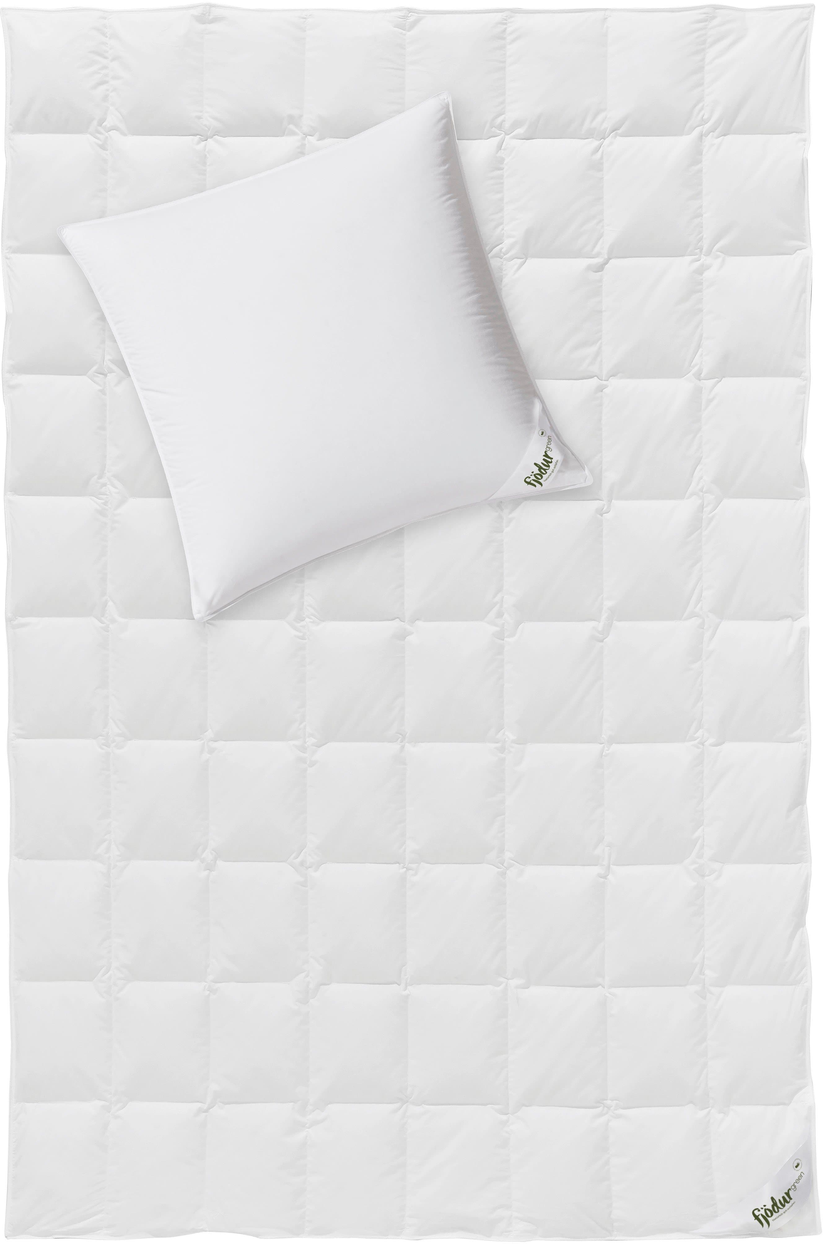 fjödur Daunenbettdecke + Kopfkissen Fleur | Weiß