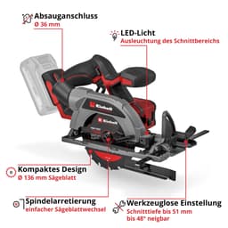 Einhell Akku-Handkreissäge TP-CS 18/136-C Li BL - Solo | Schwarz