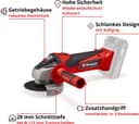 Einhell Akku-Winkelschleifer TC-AG 18/115 Li-Solo | Rot 3
