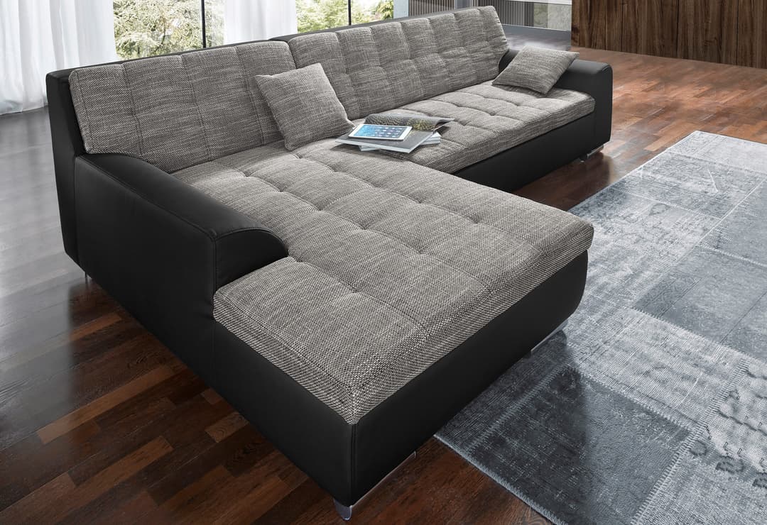 DOMO collection Ecksofa Treviso | Schwarz