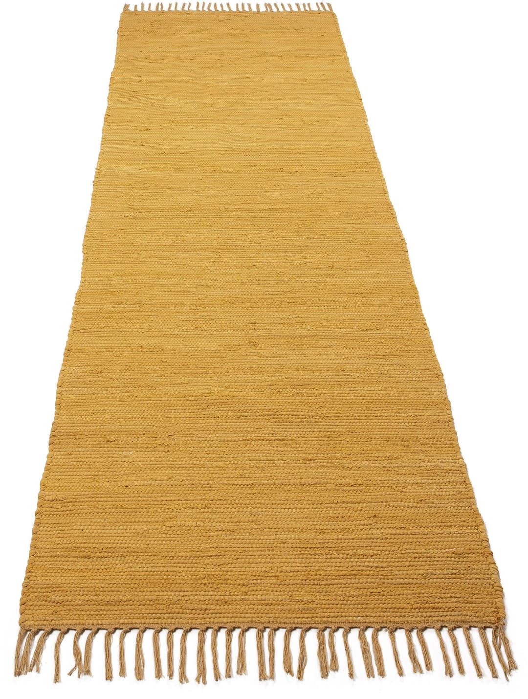 carpetfine Teppich Kelim Chindi uni | Gelb