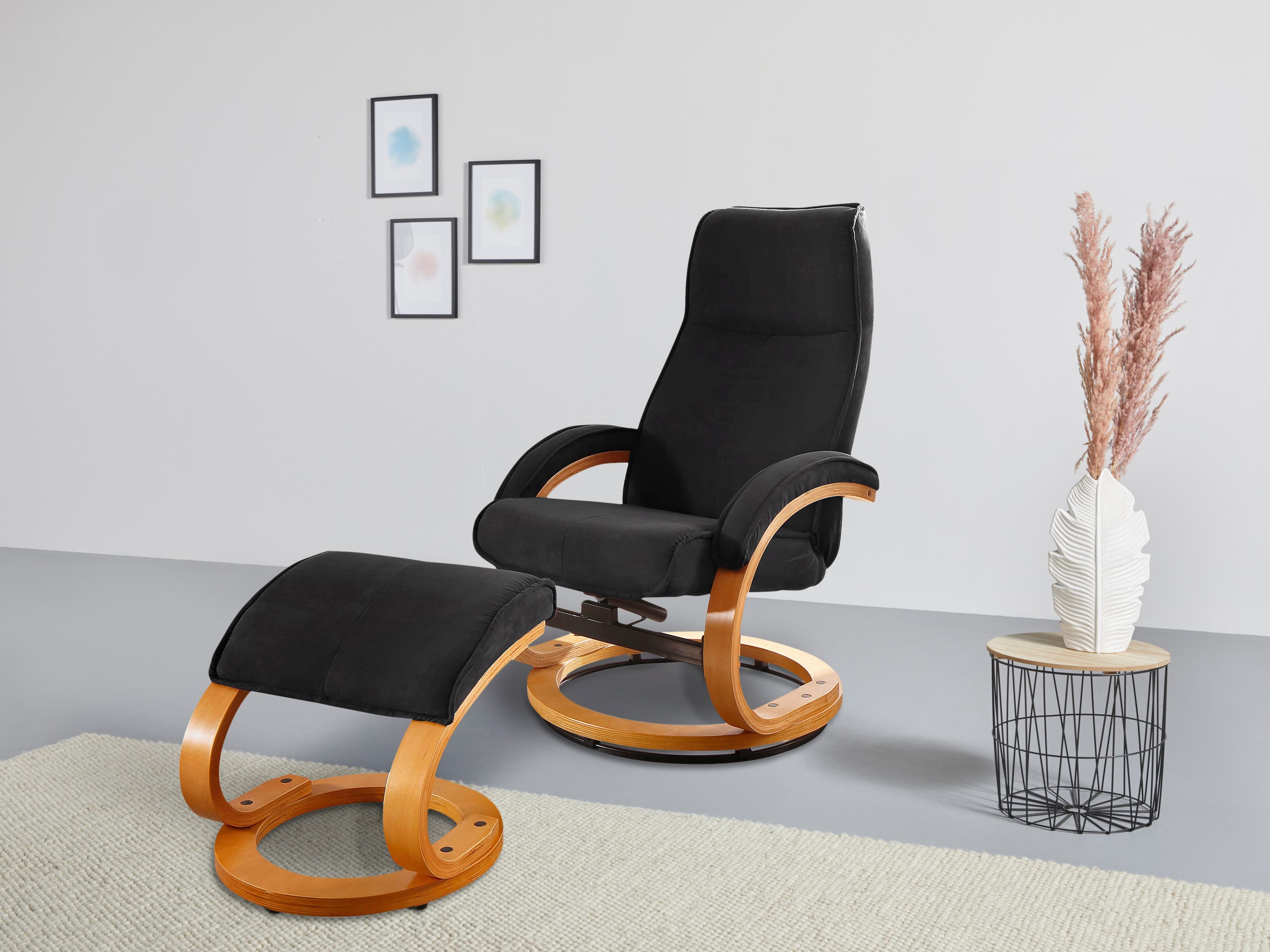 Home affaire Relaxsessel mit Hocker PARIS | Schwarz