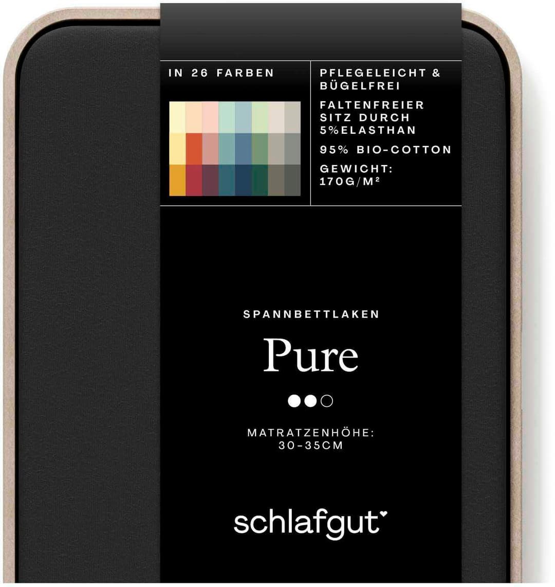 Schlafgut Spannbettlaken PURE | Schwarz