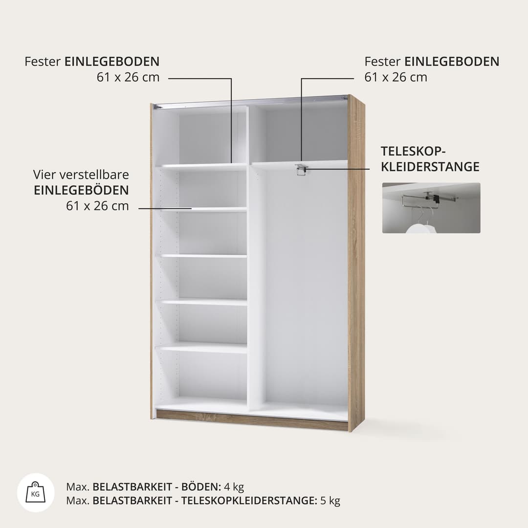 Schlafkontor Schwebetürenschrank Heimo | Holztöne