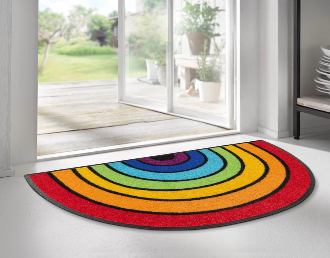 wash+dry by Kleen-Tex Fußmatte Round Rainbow | Mehrfarbig
