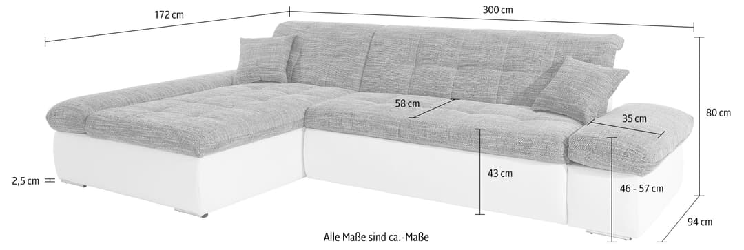 DOMO collection Ecksofa Moric | Grau