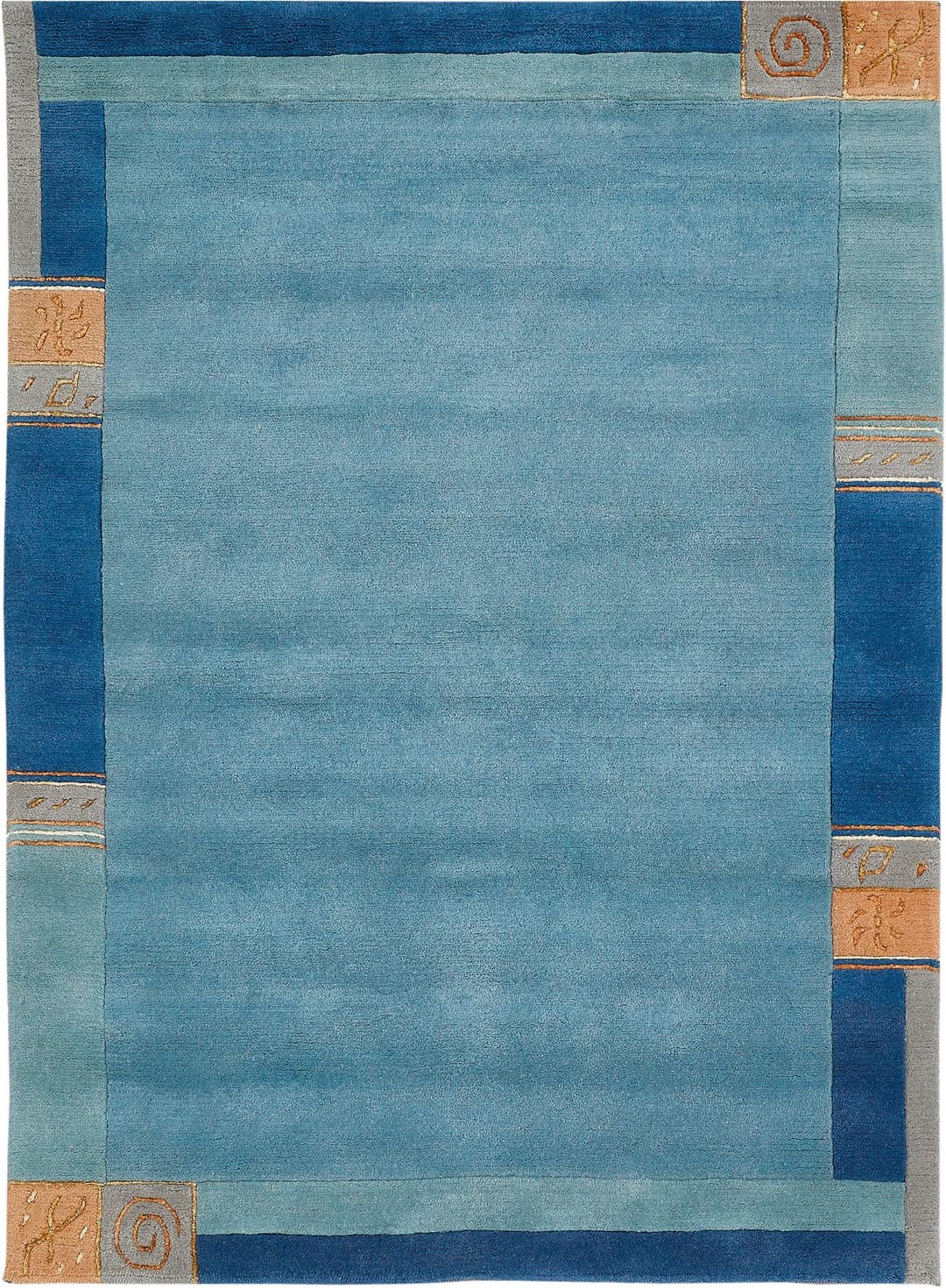 LUXOR living Wollteppich India | Blau