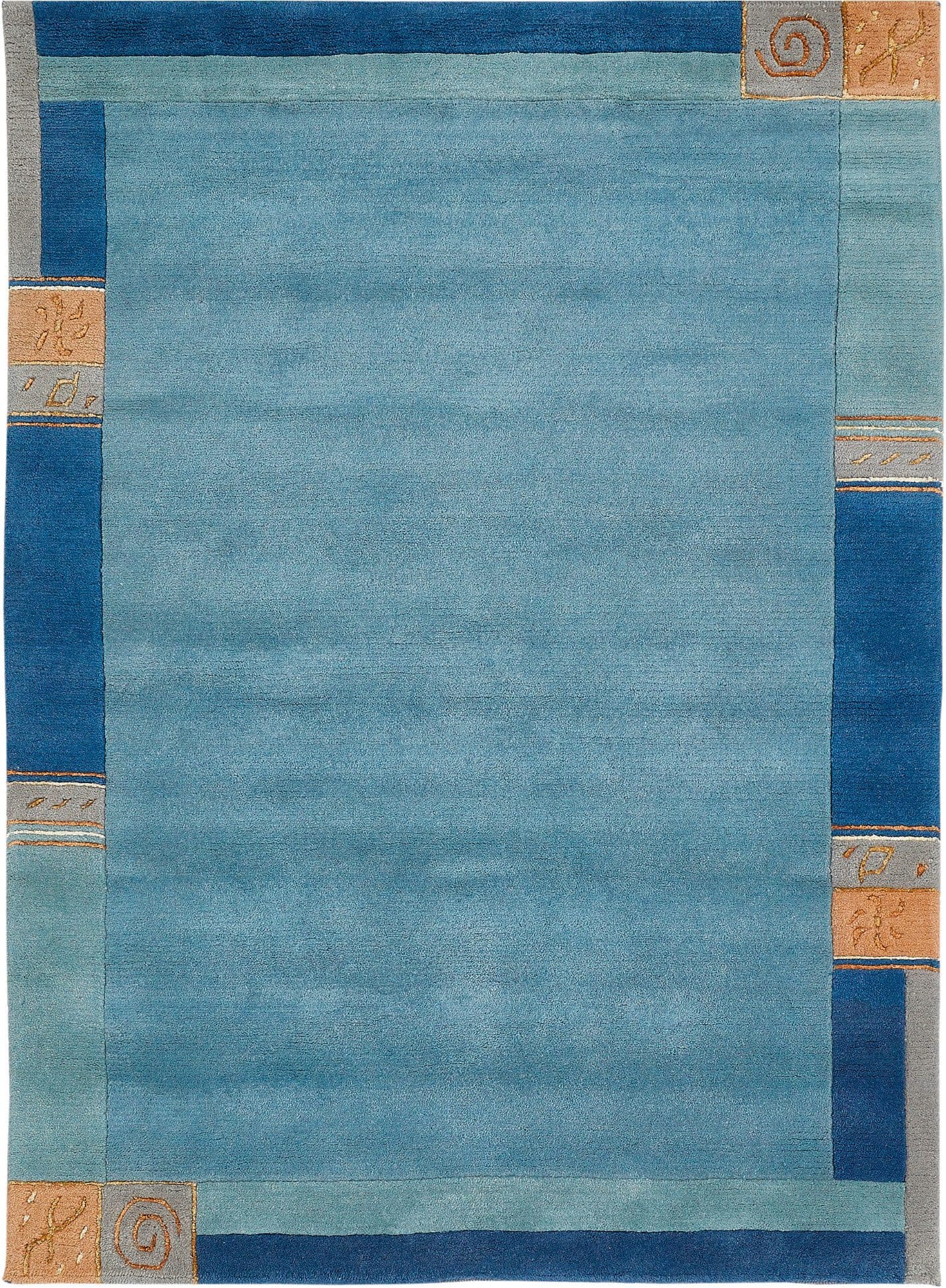LUXOR living Wollteppich India | Blau