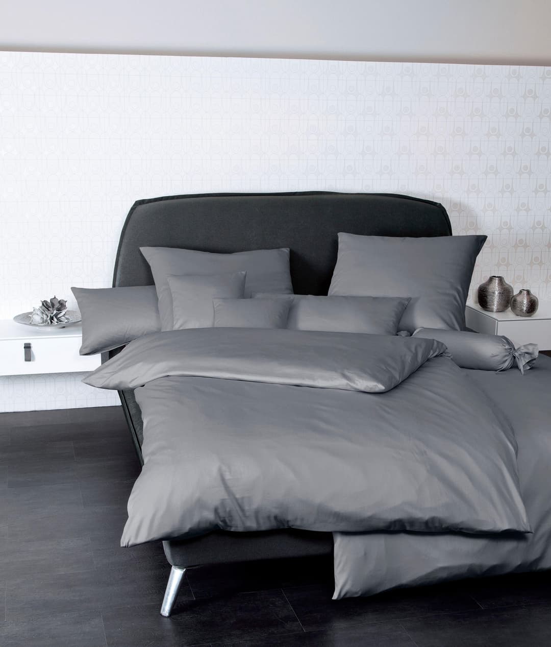 Janine Kissenbezug Colors Mako Satin | Grau