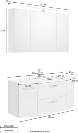 Saphir Quickset 936 Badmöbel-Set | Holztöne
