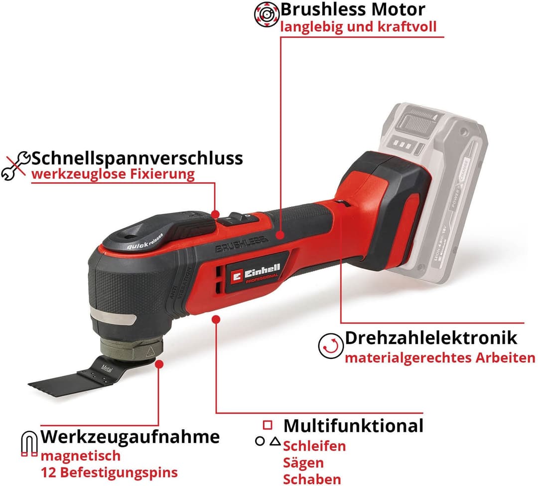 Einhell Akku-Multifunktionswerkzeug TP-MG 18 Li BL - Solo | Rot