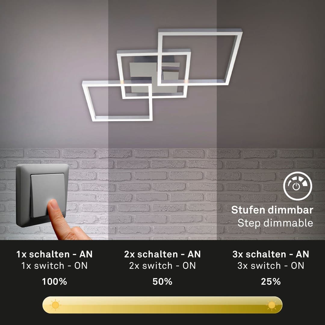 Briloner Leuchten LED Deckenleuchte FRAME | Silber