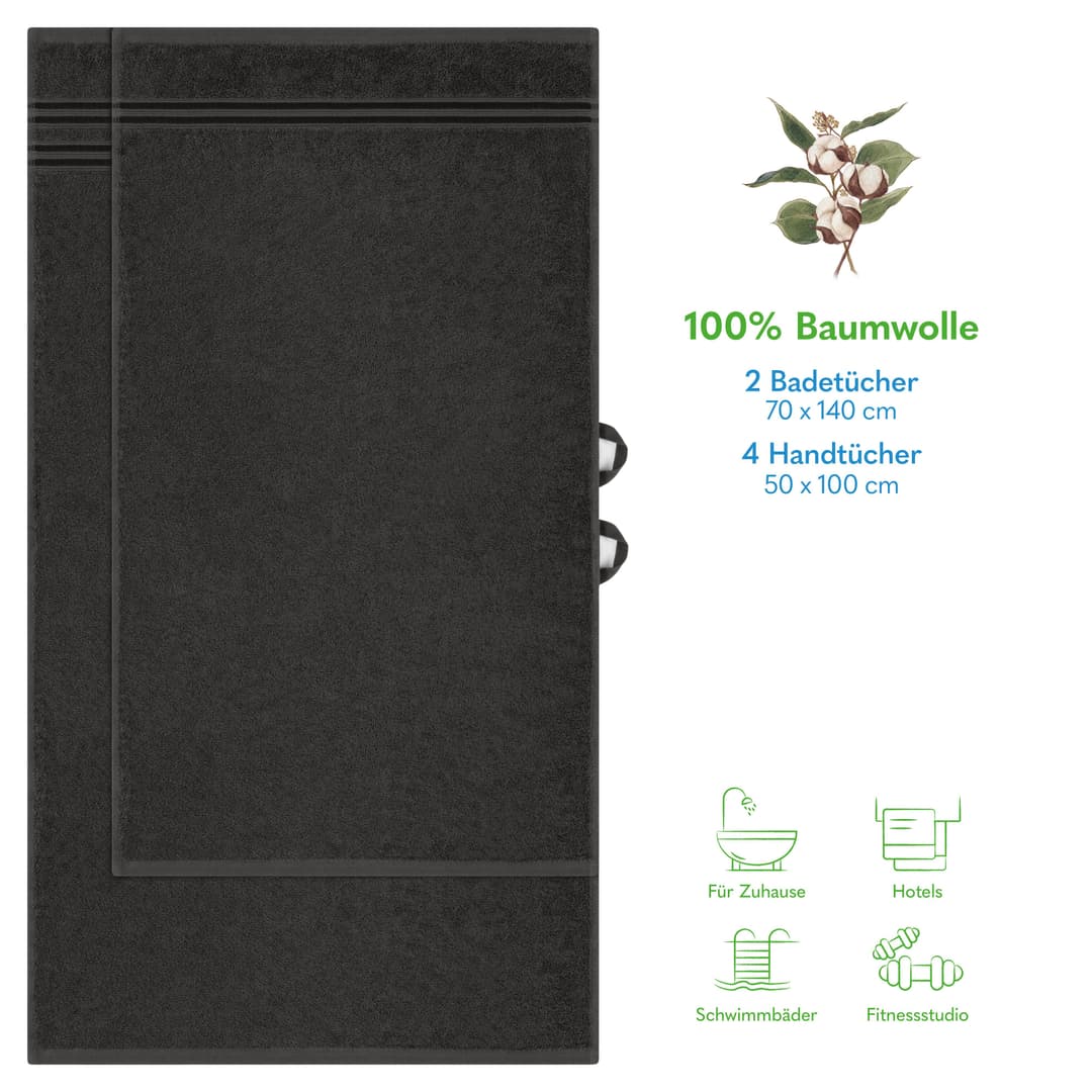 HAMMETEX Handtuch Set | Grau