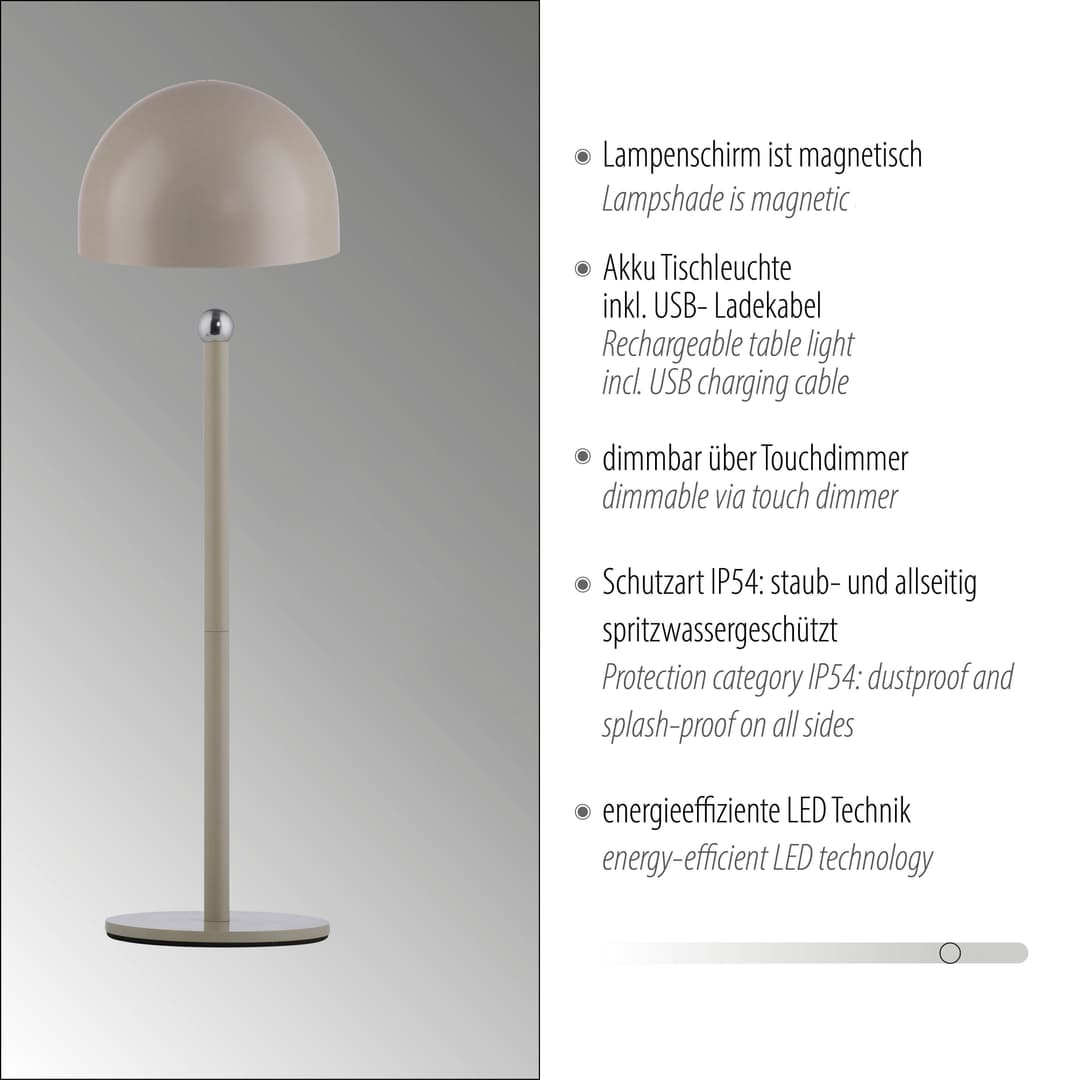OTTO home Akku Tischleuchte Gerrin | Beige