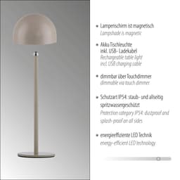 OTTO home Akku Tischleuchte Gerrin | Beige