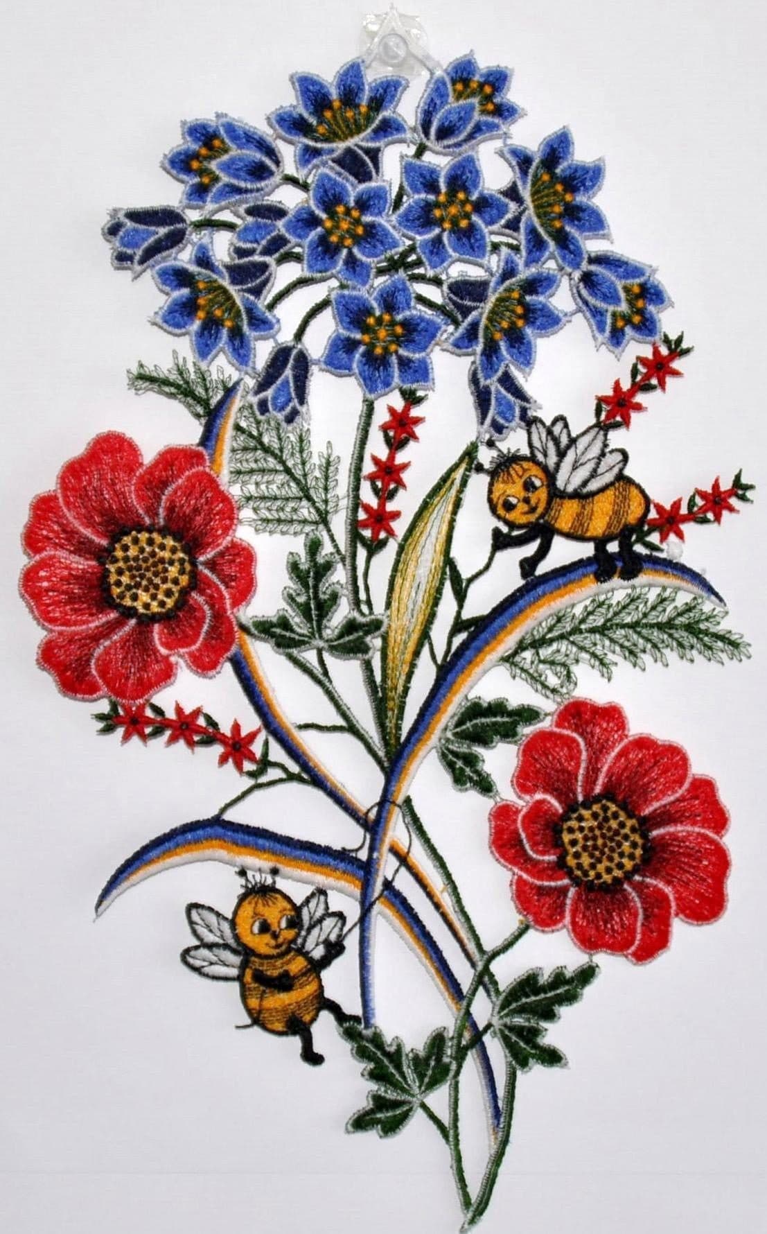 Stickereien Plauen Fensterbild Blumen | Mehrfarbig