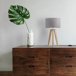 Paco Home Tischleuchte Canvas | Holztöne