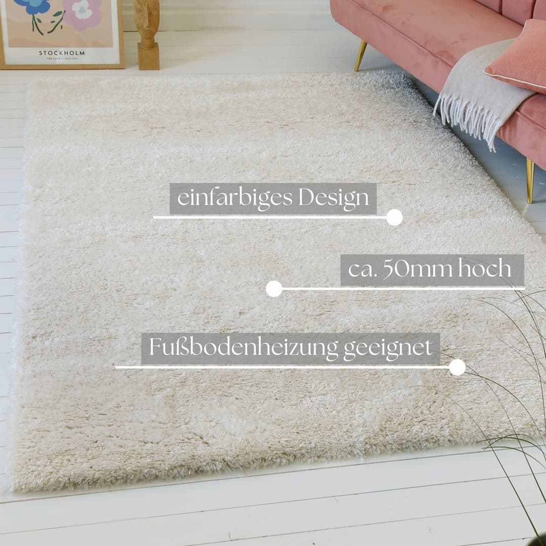 OTTO home Hochflor-Teppich Saul | Weiß