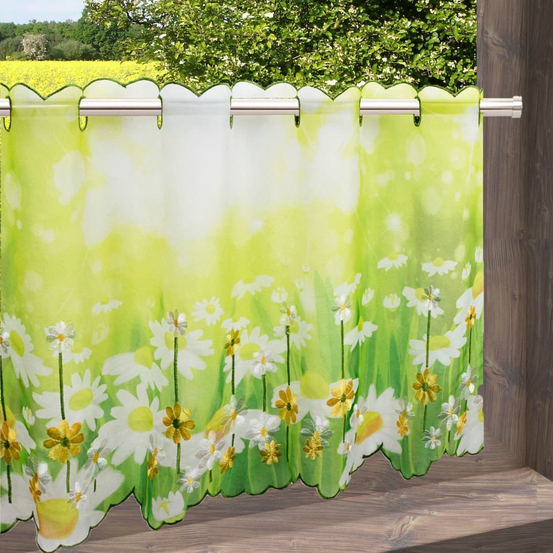 Delindo Lifestyle Scheibengardine Margeriten | Grün
