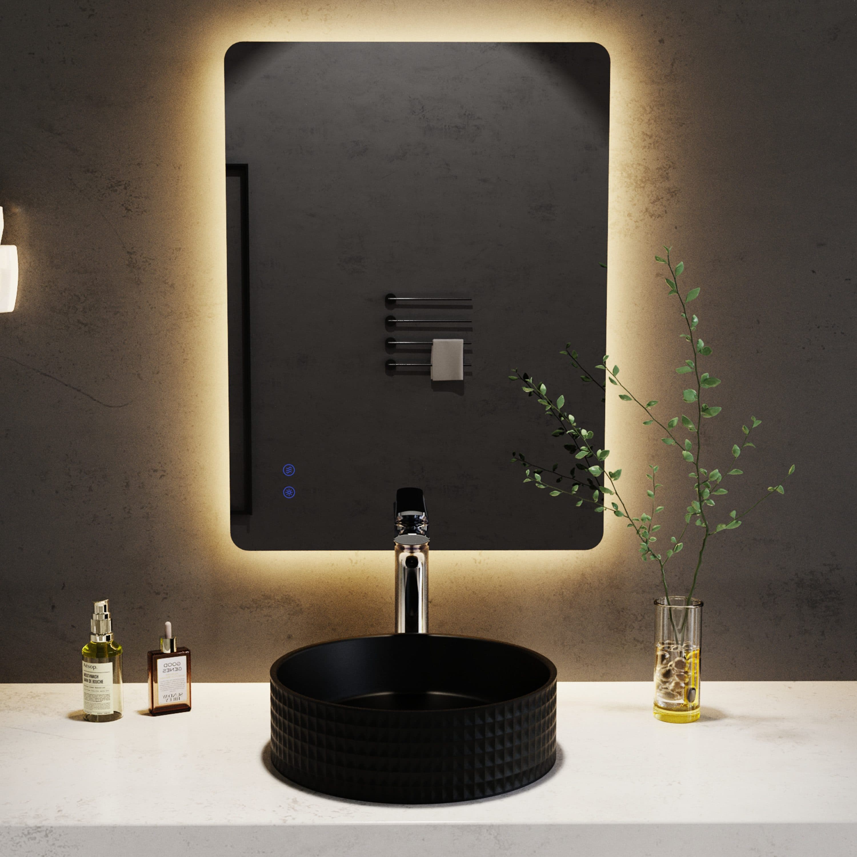 welltime LED-Lichtspiegel Toledo | Schwarz
