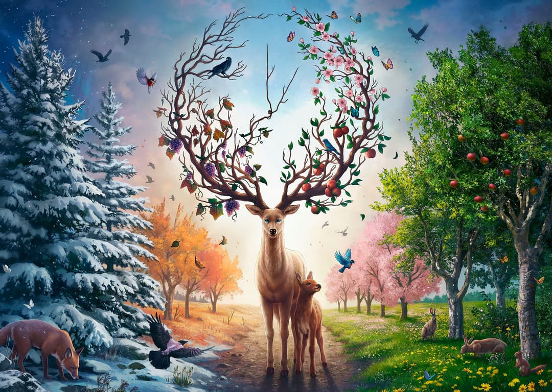 Ravensburger Puzzle Der magische Hirsch und die vier Jahreszeiten