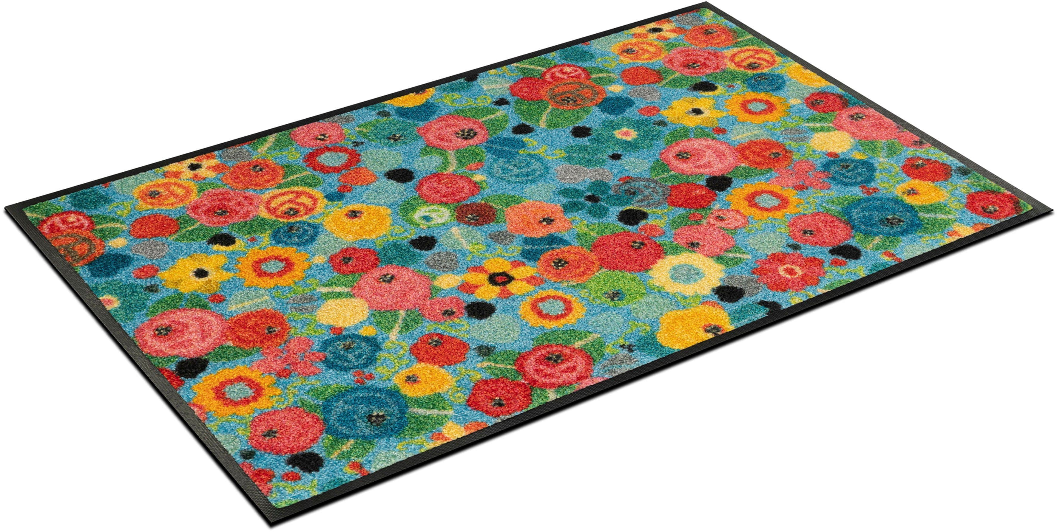 wash+dry by Kleen-Tex Fußmatte Flower Power | Mehrfarbig