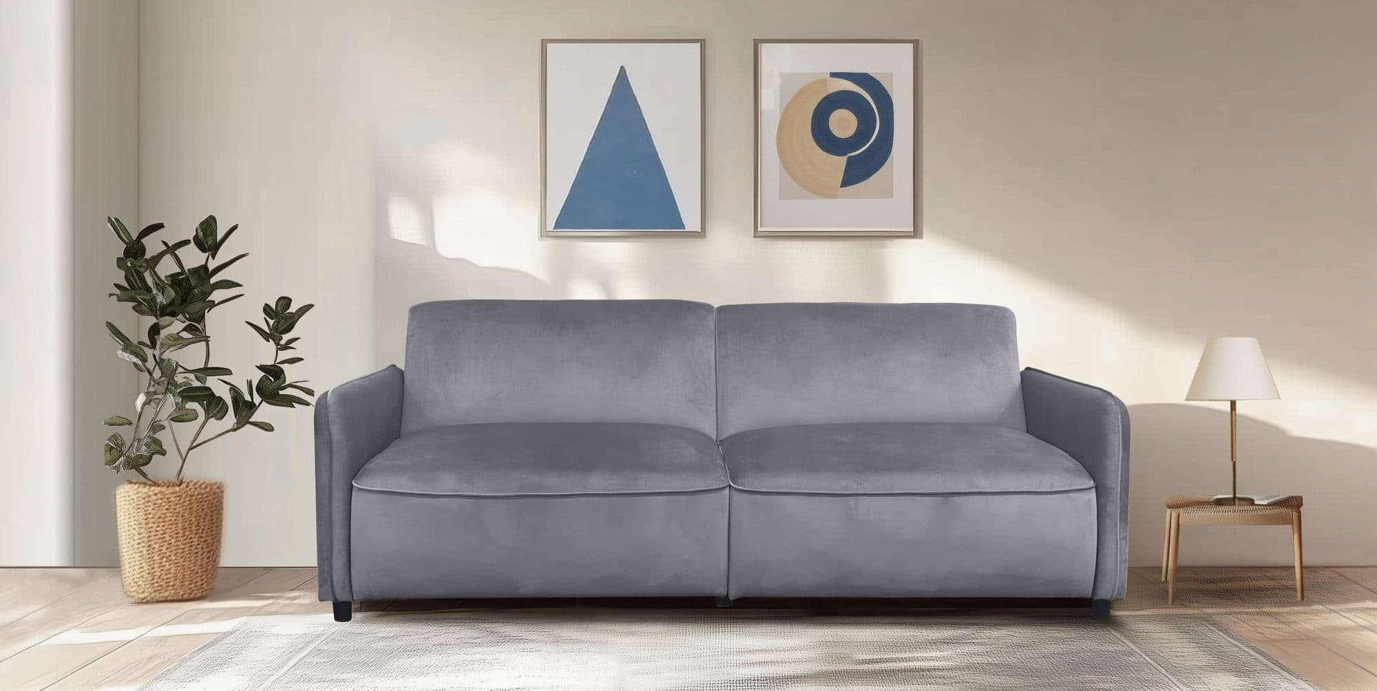 Dorel Home 3-Sitzer Allie Curved Schlafsofa | Grau