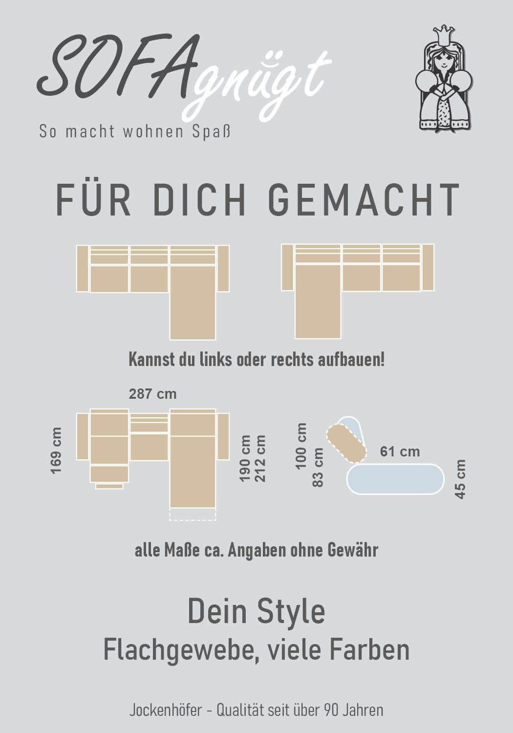 Jockenhöfer Gruppe Ecksofa Chillout L-Form | Grau