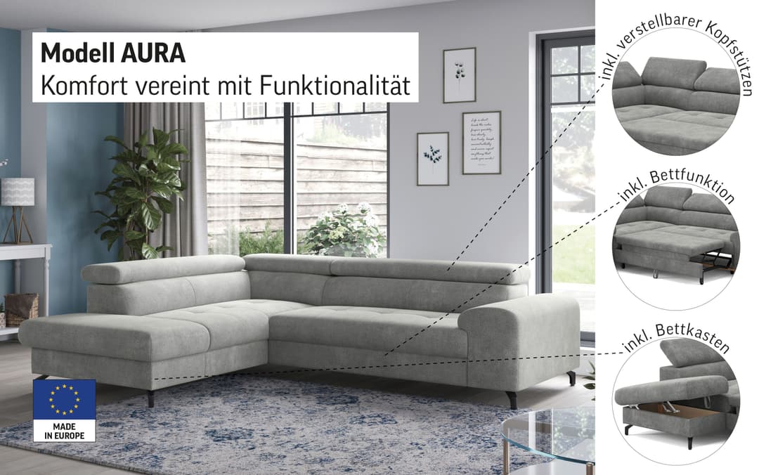 COTTA Ecksofa Aura L-Form | Beige