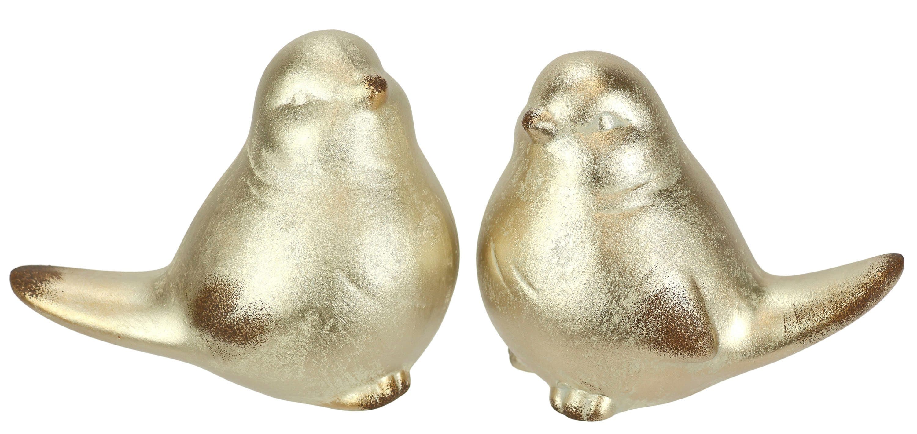 I.GE.A. Dekofigur Vogel aus Keramik | Gold