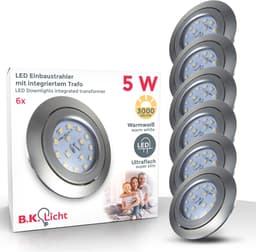 B.K.Licht LED Einbauleuchten 6er Set | Silber