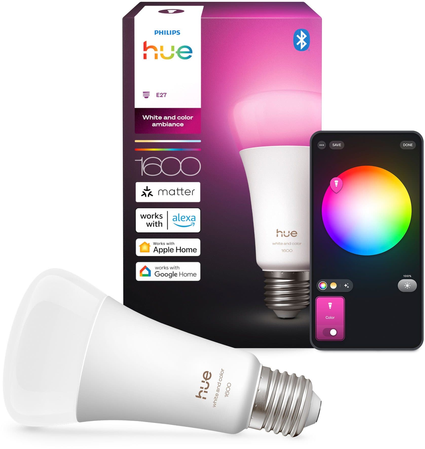 Philips Hue LED-Leuchtmittel White and Color Ambiance 1600lm | Weiß