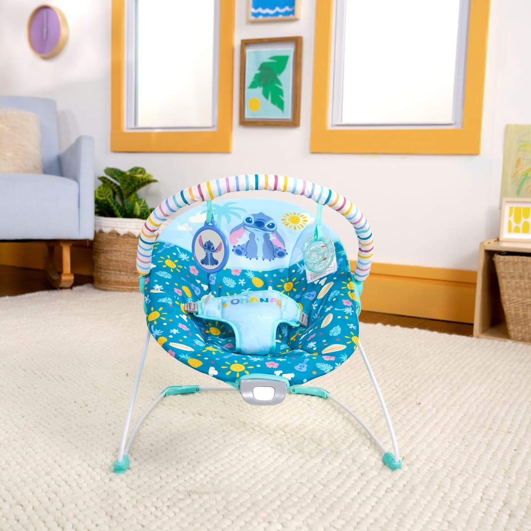 Bright Starts Babywippe Stitch Ohana Paradise Vibrating Bouncer | Blau