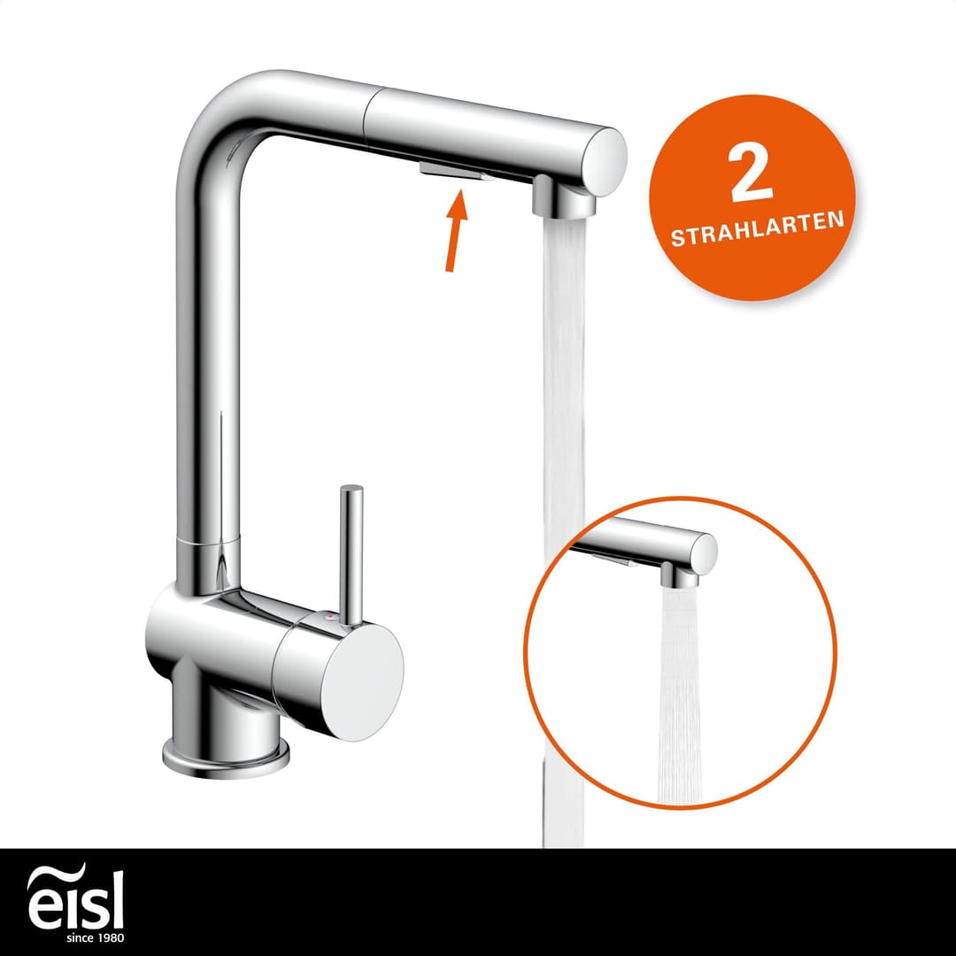 Eisl Spültischarmatur mit Geschirrbrause | Silber