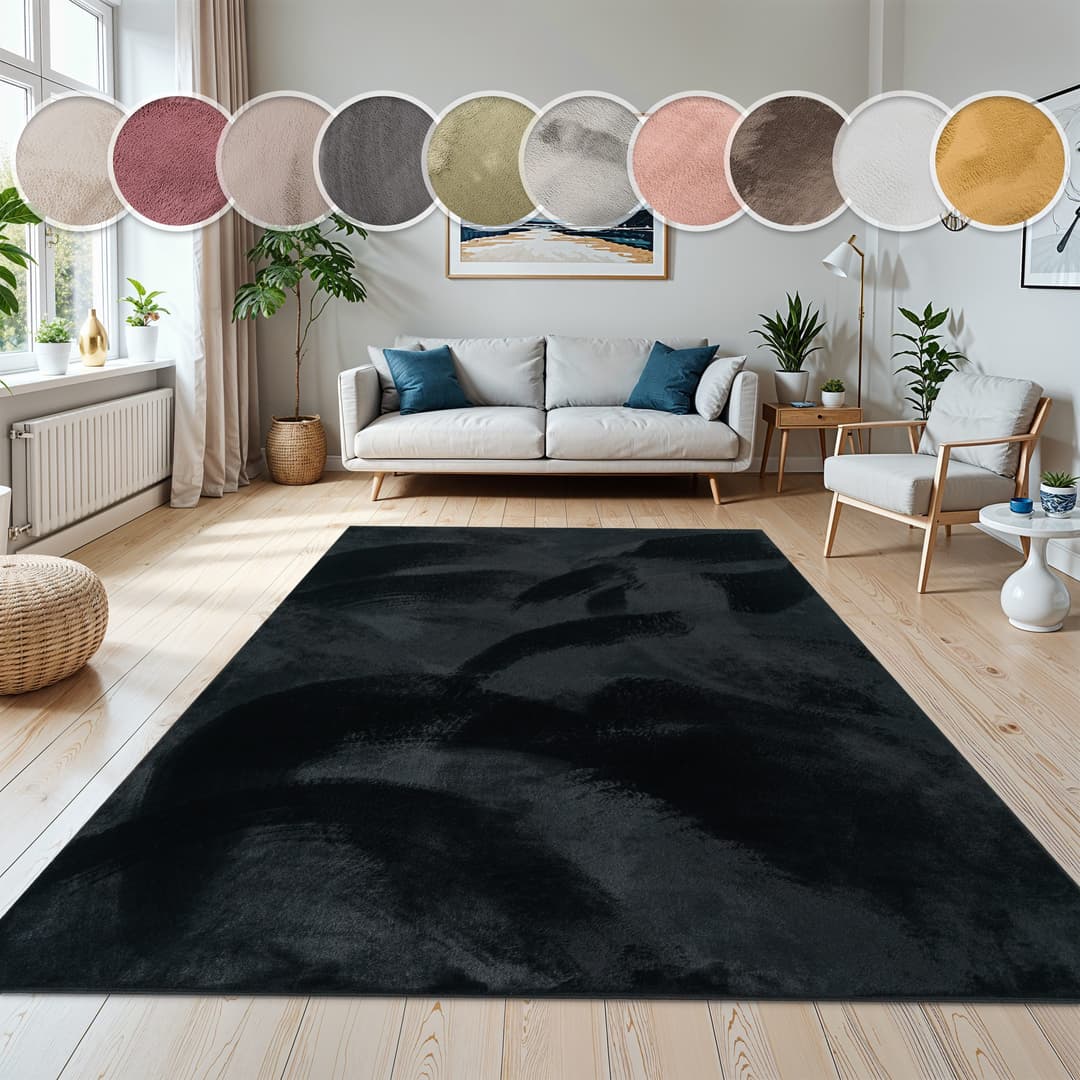 Paco Home Soft 380 Kunstfellteppich | Schwarz