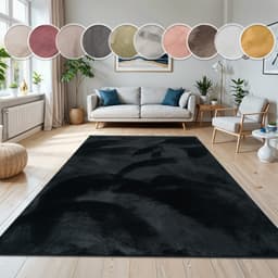 Paco Home Soft 380 Kunstfellteppich | Schwarz