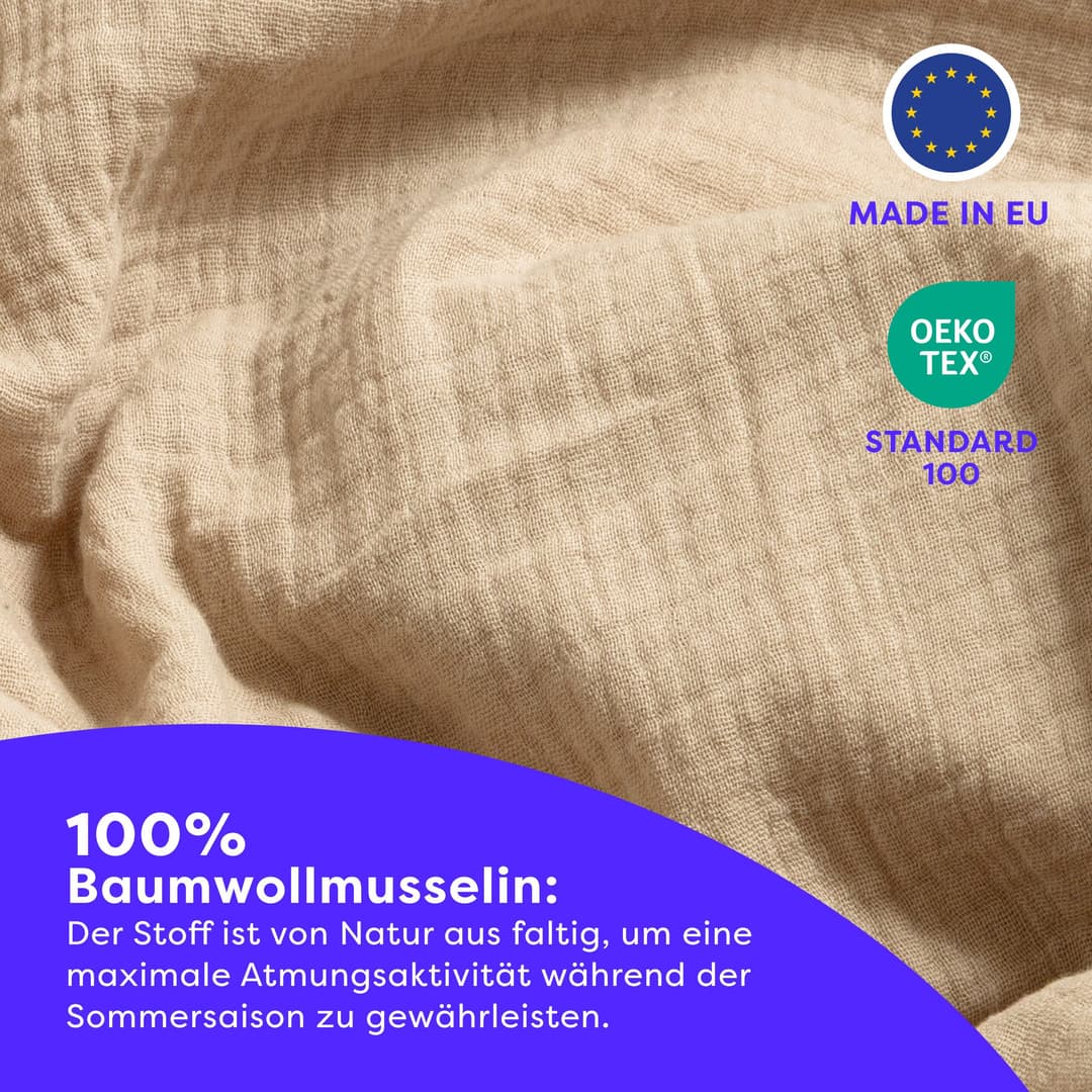 Wolkenfeld Premium Musselin Bettwäsche | Beige